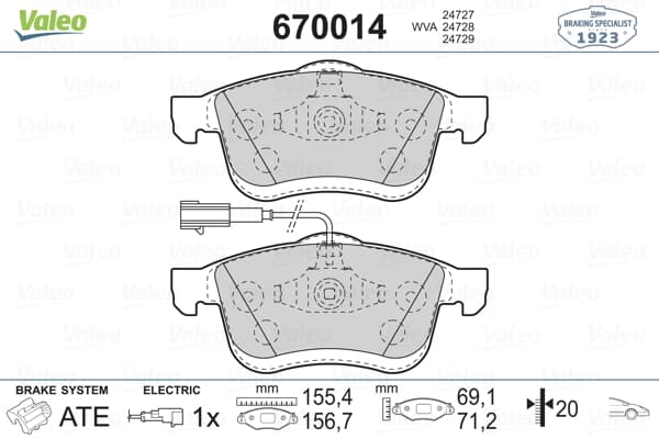FREN BALATASI ON (156.4 MM) FIAT DOBLO 09- PUNTO EVO 10- DELTA III 08-