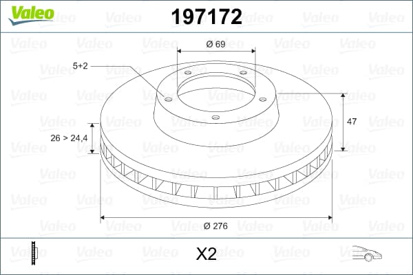 On Fren Dısk Aynası Havalı Hyundaı Santafe 2.0 01-06 Trajet 2.0 00-> (276Mm) (Takım)