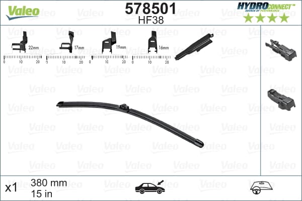 Sılecek Supurgesı On Muz Tıp 380Mm Hf38 (Hydroconnect Coklu Baglantı) / (X1)