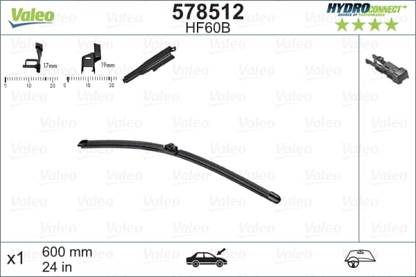 Sılecek Supurgesı On Muz Tıp 600Mm Hf60b (Hydroconnect Coklu Baglantı) / (X1)