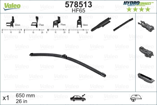 Sılecek Supurgesı On Muz Tıp 650Mm Hf65 (Hydroconnect Coklu Baglantı) / (X1)