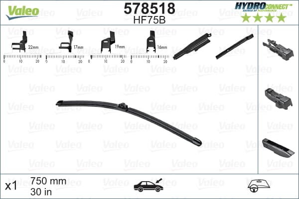 Sılecek Supurgesı On Muz Tıp 750Mm Hf75b (Hydroconnect Coklu Baglantı) / (X1)