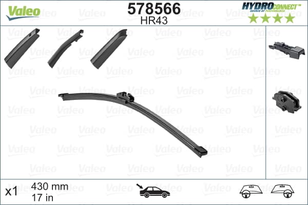Sılecek Supurgesı Arka Muz Tıp 430Mm Hr43 (Hydroconnect Coklu Baglantı) / (X1)