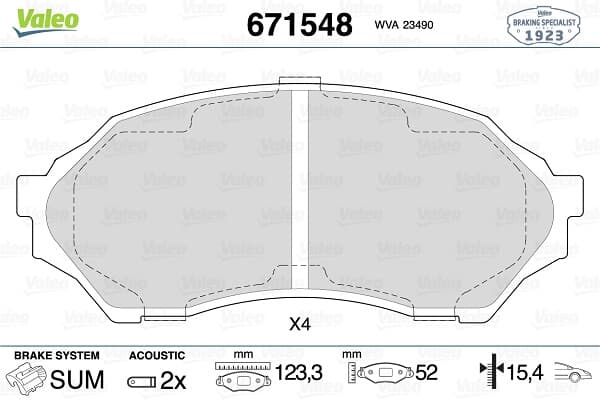 Dısk Fren Balatası (Ön) Mazda 323 1.3/1.5 09/98-10/03 Mazda 323F 1.3/1.5 09/98-05/04