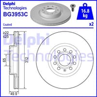 FREN DISKI ON (5D 312 MM) SEAT LEON 13- VOLKSWAGEN GOLF V-VI-VII 07- (Takım)