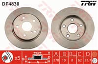 FREN DISKI ARKA (5D 270 MM) TOYOTA AURIS 12- COROLLA 07-